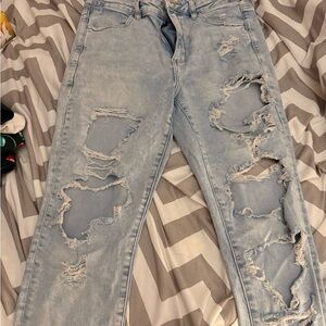 American Eagle Outfitters Light Blue Distressed Skinny Jeans